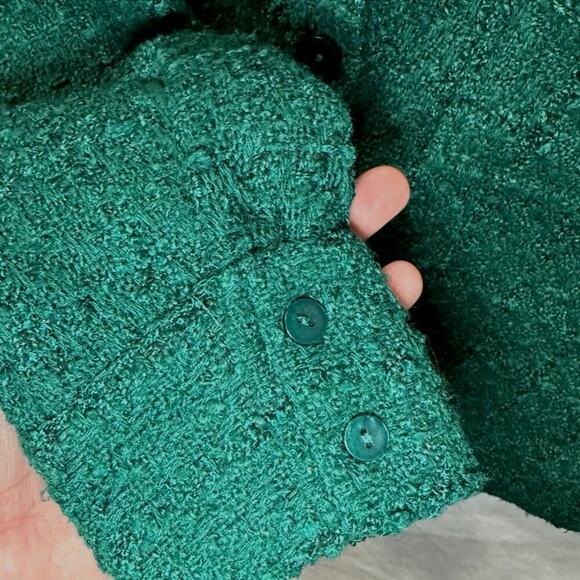 Abercrombie & Fitch Oversized Tweed Shacket Blazer Jacket Shirt Green Size XS - Picture 5 of 7